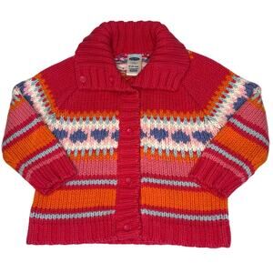 Vintage Old Navy Baby Fair Isle Cardigan Sweater Girls 18-24M | Bright Stripes